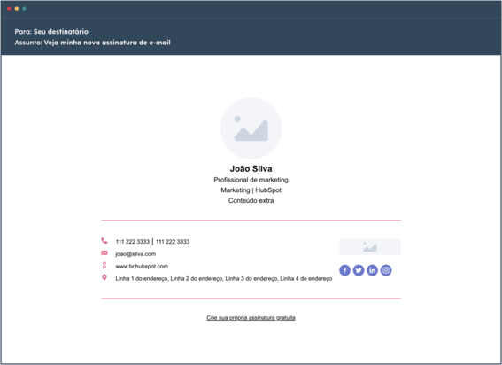 Veja como a sua assinatura de e-mail vai ficar - background branco
